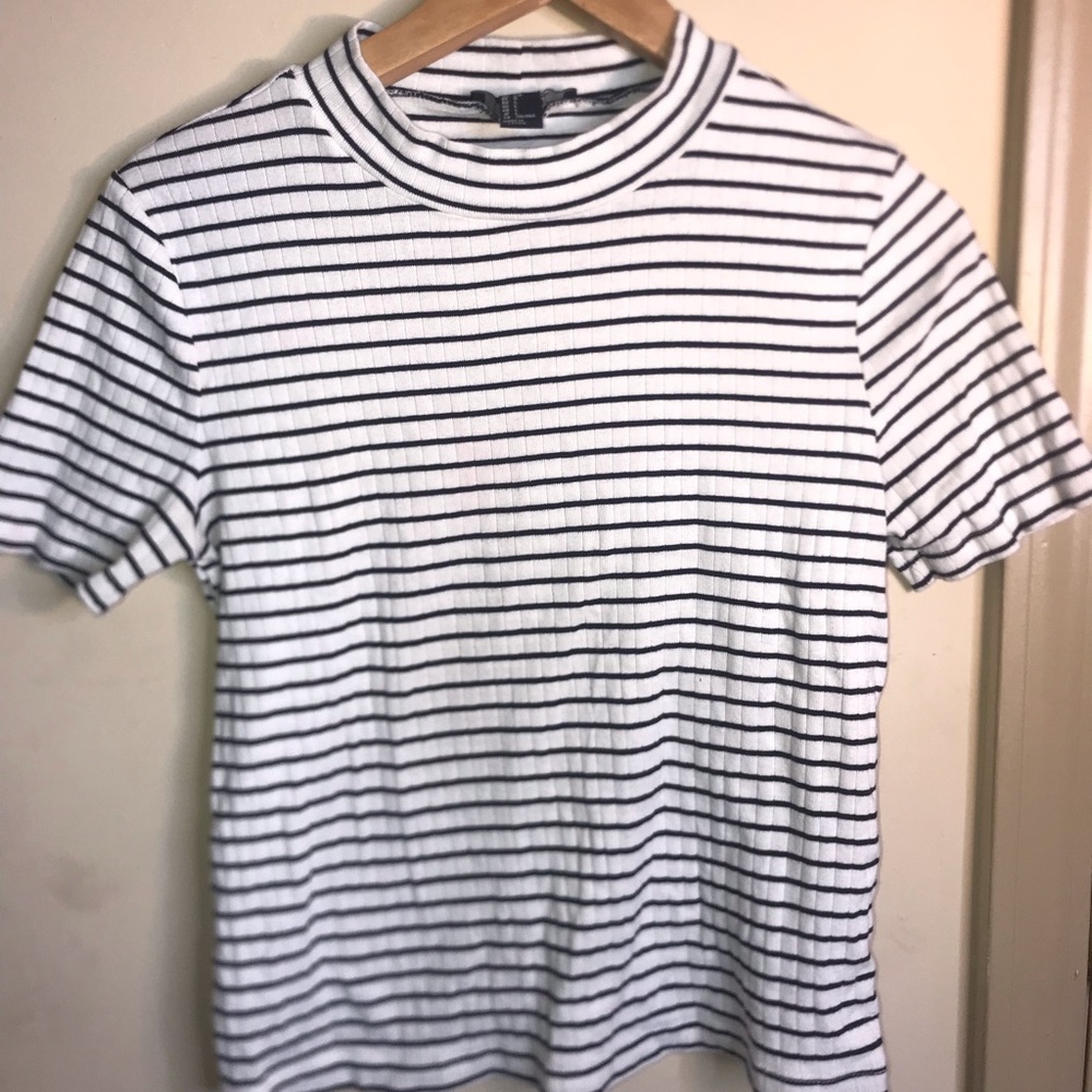 Forever 21 Striped Ribbed  “Turtle Neck” Shirt